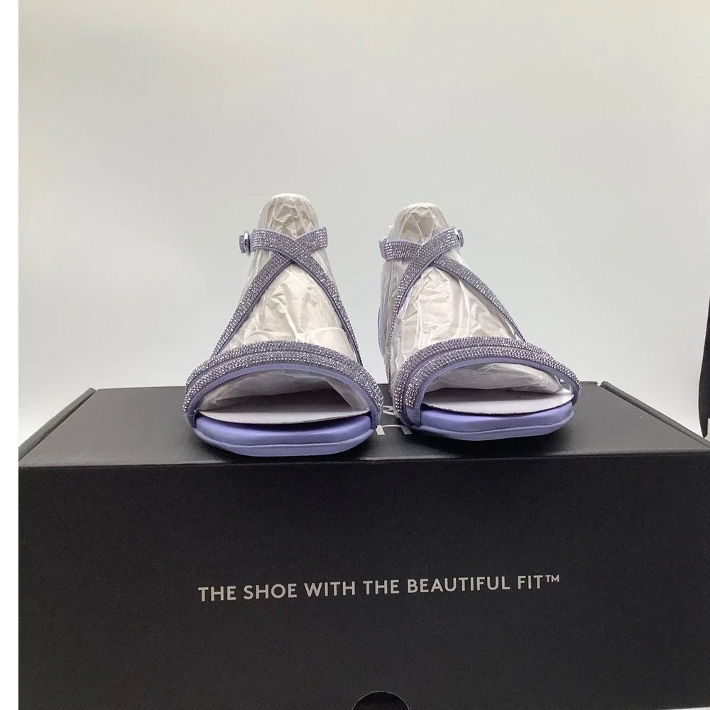 Naturalizer Sicily Lavender Rhinestone Flat Sandals Square Toe Ankle Strap NEW 6